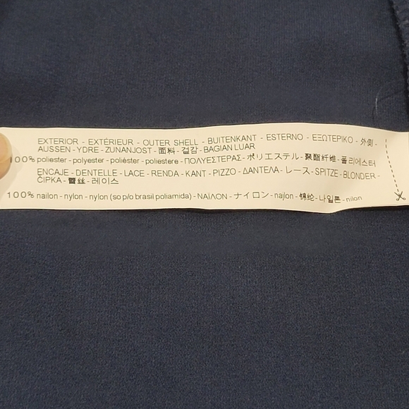 ZARA BASIC XL Navy Blue Lace Boxy Midi Lined Dress and Back Keyhole - Picture 5 of 7